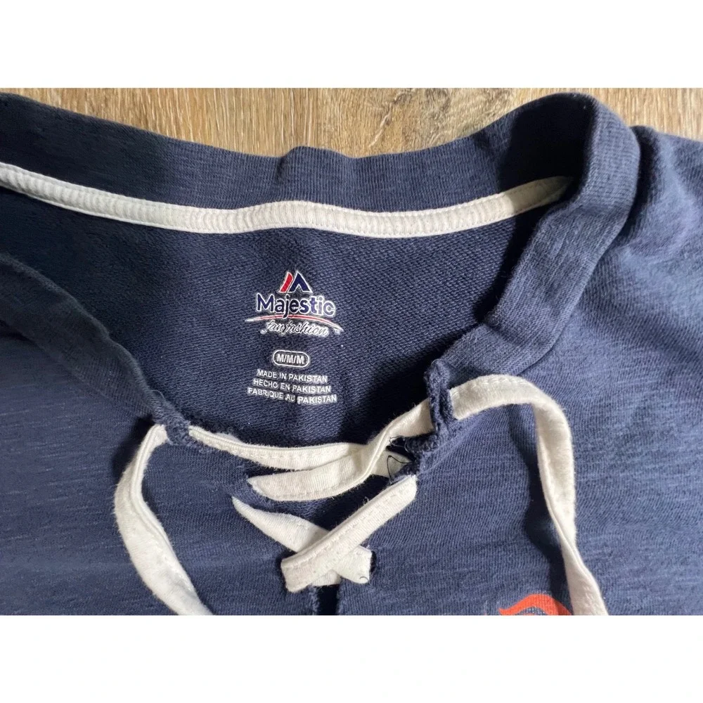 Majestic Denver Broncos Pullover Womens Medium‎ Navy Blue Lace Up Top